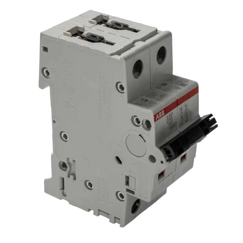 ABB System Pro M Compact S200 Miniature Circuit Breaker, 2-Pole, 10A, Type D Tripping, 400V AC 2CDS252001R0101 S202-D10