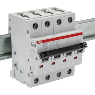 ABB System Pro M Compact S200M Miniature Circuit Breaker, 4-Pole, 25A, Type B, 400V AC, 12V DC, 15 2CDS274001R0255 S204M-B25