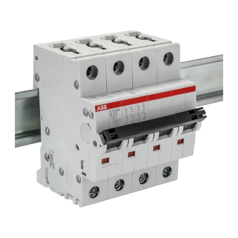 ABB System Pro M Compact S200M Miniature Circuit Breaker, 4-Pole, 25A, Type B, 400V AC, 12V DC, 15 2CDS274001R0255 S204M-B25
