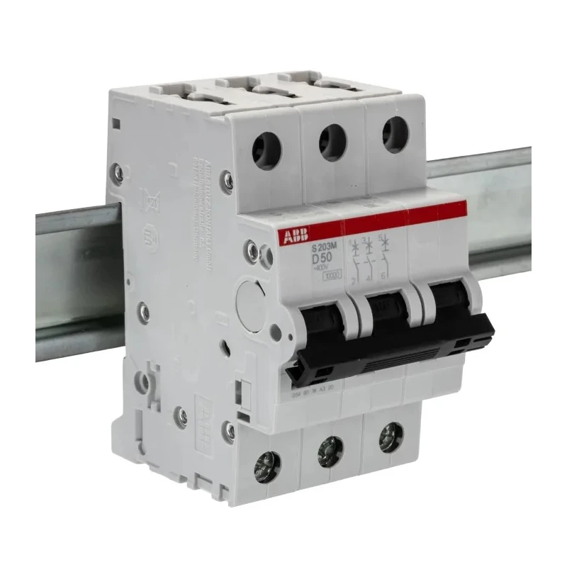 ABB System Pro M Compact Miniature Circuit Breaker, 3-Pole, 50A, Type D, 400V AC, 12V DC, 15 kA 2CDS273001R0501 S203M-D50