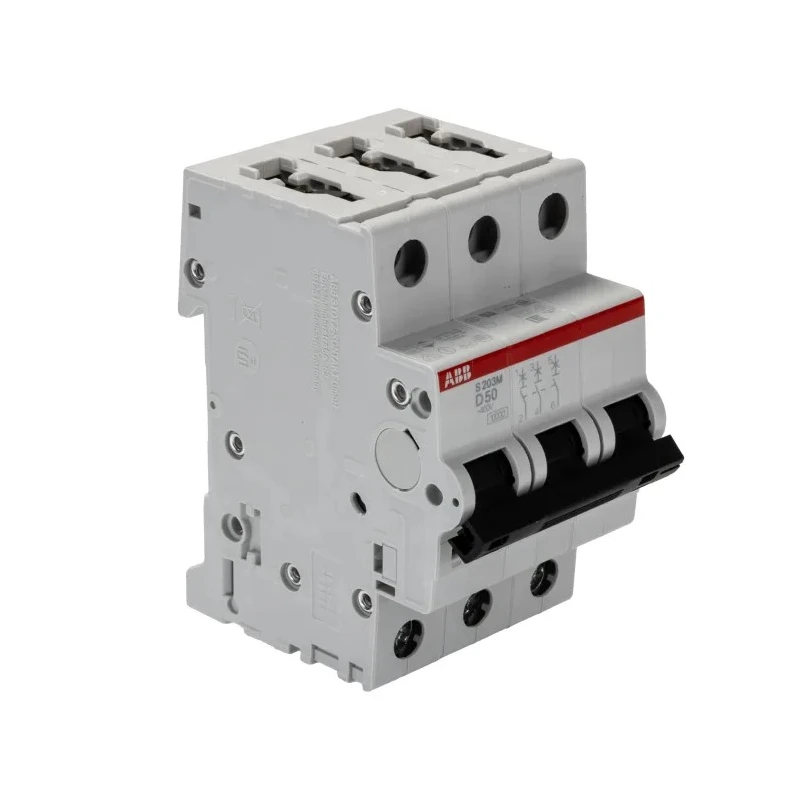 ABB System Pro M Compact Miniature Circuit Breaker, 3-Pole, 50A, Type D, 400V AC, 12V DC, 15 kA 2CDS273001R0501 S203M-D50