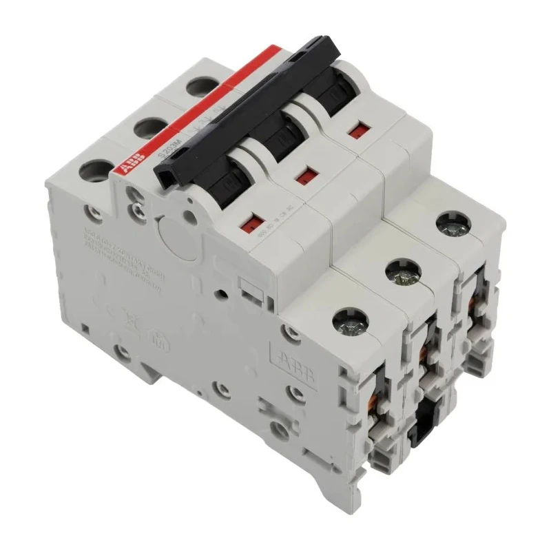 ABB System Pro M Compact S200M Miniature Circuit Breaker, 3-Pole, 10A, Type D, 400V AC, 125V DC 2CDS273001R0101 S203M-D10