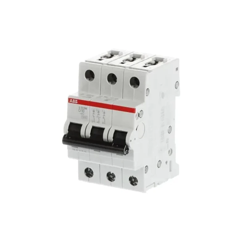ABB System Pro M Compact S200M Miniature Circuit Breaker, 3-Pole, 10A, Type D, 400V AC, 125V DC 2CDS273001R0101 S203M-D10