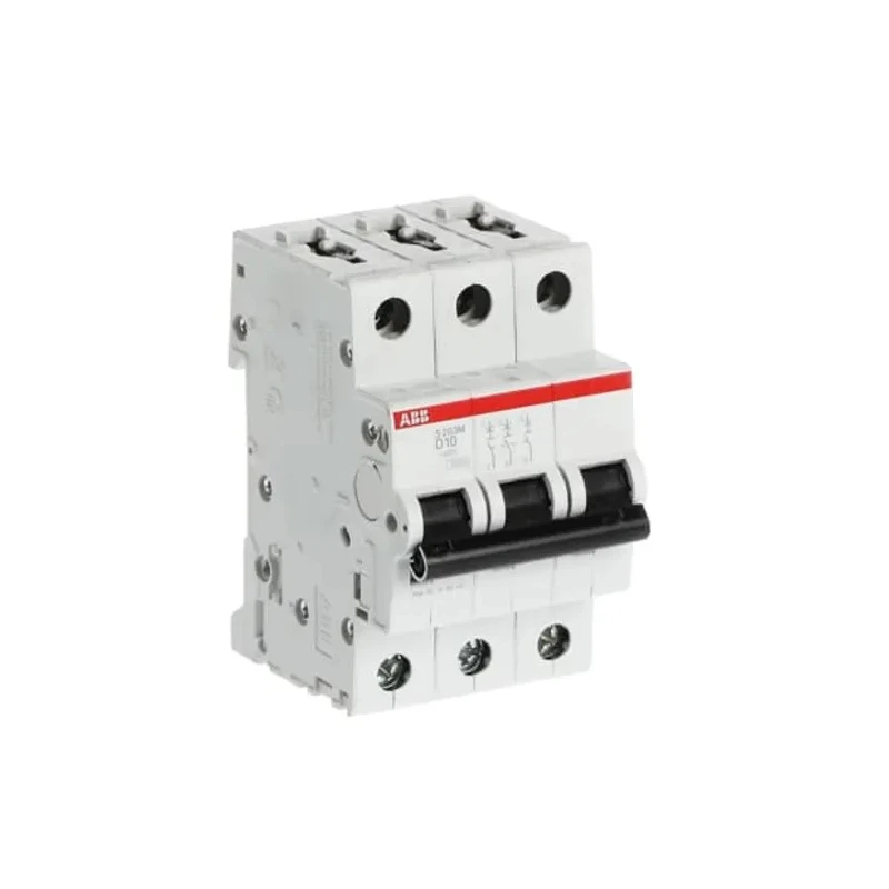 ABB System Pro M Compact S200M Miniature Circuit Breaker, 3-Pole, 10A, Type D, 400V AC, 125V DC 2CDS273001R0101 S203M-D10
