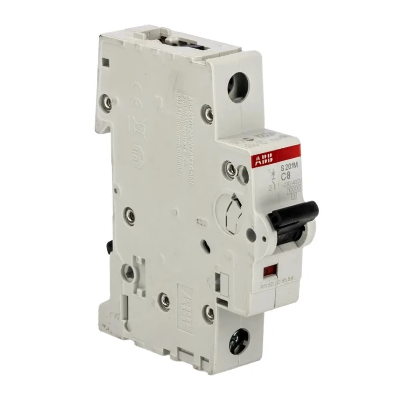 ABB System Pro M Compact Miniature Circuit Breaker 1-Pole 8A Type C 230V AC 72V DC 10 kA Breaking 2CDS271001R0084 S201M-C8