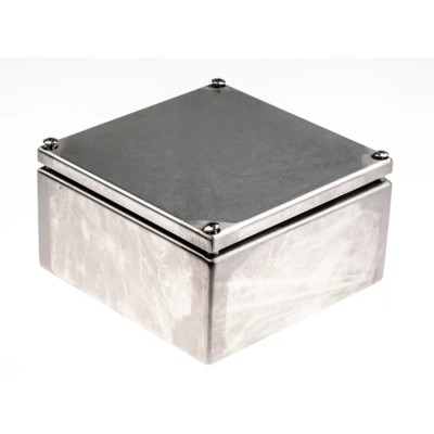 RS PRO Unpainted Stainless Steel Terminal Box 150mm Length x 80mm Width x 150mm Height IP66 IECEx IP66