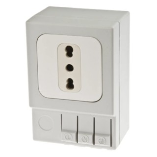 STEGO 16A Light Grey 1 Gang DIN Rail Mount Plug Socket Type L Italian SD035