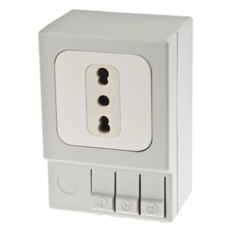 STEGO 16A Light Grey 1 Gang DIN Rail Mount Plug Socket Type L Italian SD035