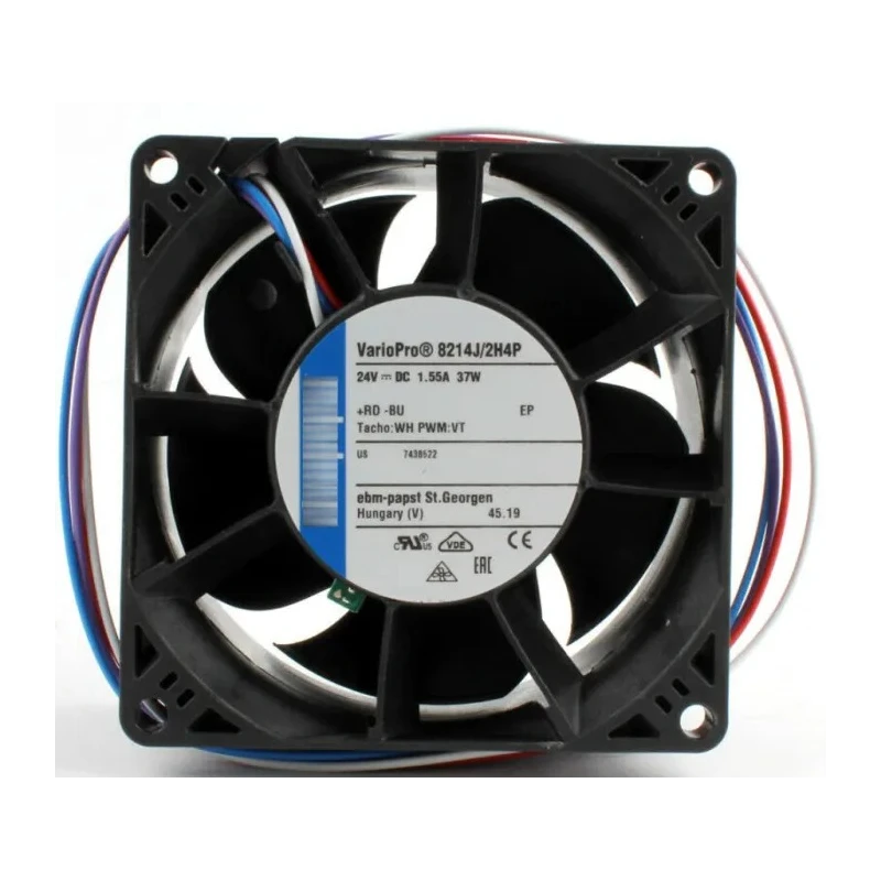 ebm-papst 8200 J Series Axial Fan 24V DC 37W 1.58A Max Air Flow 222.7 m³/h IP20 80 mm 38 mm 