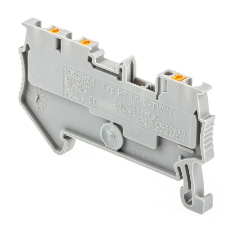 Phoenix Contact PT 1.5/S-TWIN Series Feed Through Terminal Block Grey 0.14mm² to 1.5 mm², 1-Level Push-in 3208155