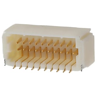 JST SHD Series Right Angle Surface PCB Header, 20 Contacts, 1 mm Pitch, 1 Row, Shrouded SM20B-SRDS-G-TF(LF)(SN)