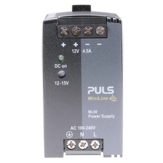 TRACOPOWER MiniLine DIN Rail Power Supply 240V AC Input 15V DC 4.5A 54W ML60.121