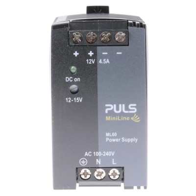 TRACOPOWER MiniLine DIN Rail Power Supply 240V AC Input 15V DC 4.5A 54W ML60.121
