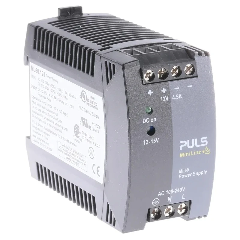 TRACOPOWER MiniLine DIN Rail Power Supply 240V AC Input 15V DC 4.5A 54W ML60.121