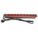 RS PRO 16A 230V AC 9 Gang Socket Bar with 2.5m Cord Type E 755-3977