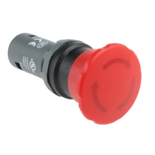 ABB 1SFA Series Twist Release Emergency Stop Push Button, Panel Mount, 22.5 mm Cutout, 1 NC Contact, IP69K IP67 CE4T-10R-01