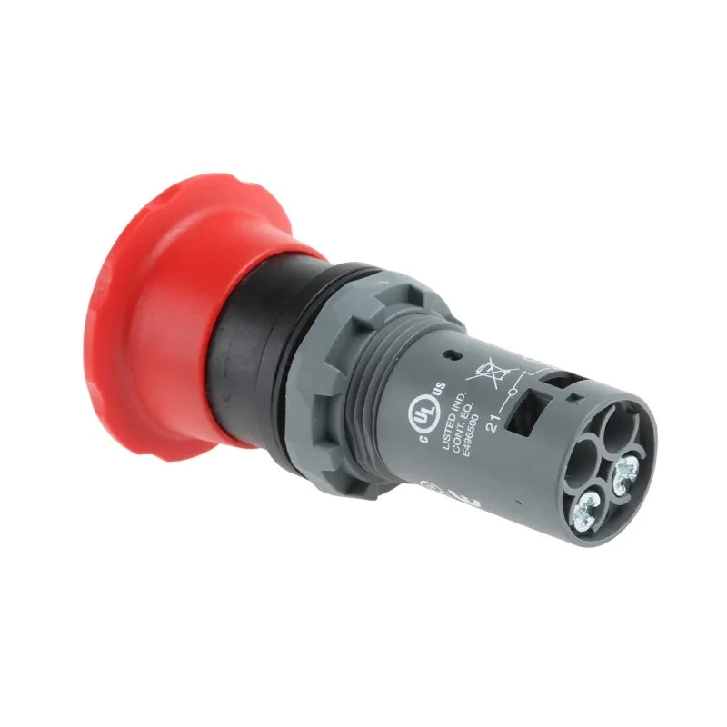ABB 1SFA Series Twist Release Emergency Stop Push Button, Panel Mount, 22.5 mm Cutout, 1 NC Contact, IP69K IP67 CE4T-10R-01