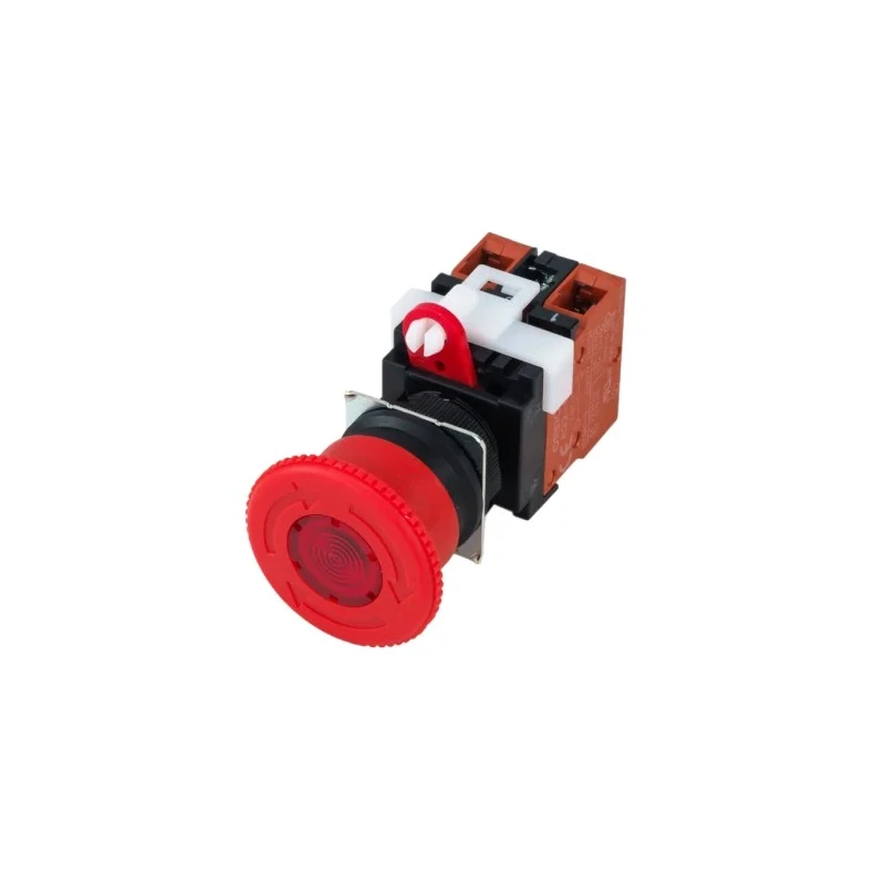 Omron A22E Series Turn Reset Illuminated Emergency Stop Push Button Panel Mount 22mm Cutout 2 NC IP65 A22EL-M-24A-02