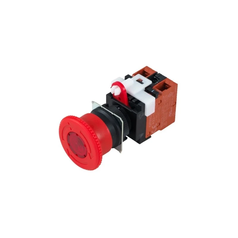 Omron A22E Series Turn Reset Illuminated Emergency Stop Push Button Panel Mount 22mm Cutout 2 NC IP65 A22EL-M-24A-02