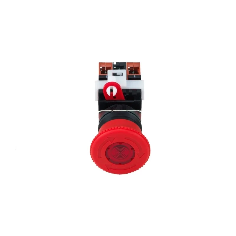 Omron A22E Series Turn Reset Illuminated Emergency Stop Push Button Panel Mount 22mm Cutout 2 NC IP65 A22EL-M-24A-02