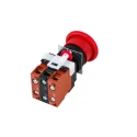 Omron A22E Series Turn Reset Illuminated Emergency Stop Push Button Panel Mount 22mm Cutout 2 NC IP65 A22EL-M-24A-02