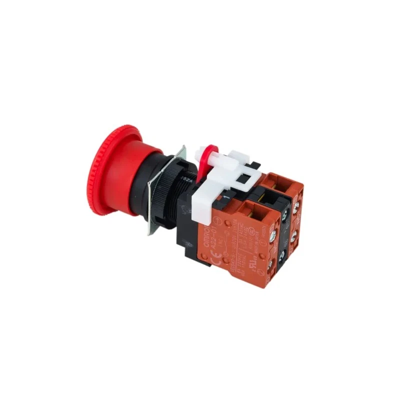 Omron A22E Series Turn Reset Illuminated Emergency Stop Push Button Panel Mount 22mm Cutout 2 NC IP65 A22EL-M-24A-02