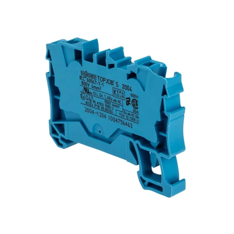 WAGO TOPJOB S 2004 Series Feed Through Terminal Block Blue 4mm² 1-Level Cage Clamp IECEx/ATEX 2004-1204