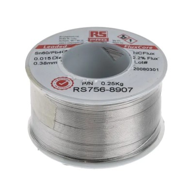 RS PRO Lead Solder Wire 0.38 mm Diameter, 183°C Melting Point, 60/40 Tin/Lead Alloy 250g 756-8907