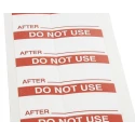 RS PRO Pre-Printed Adhesive Vinyl Cloth Label 38mm x 15mm Red Text Do Not Use 758-8009