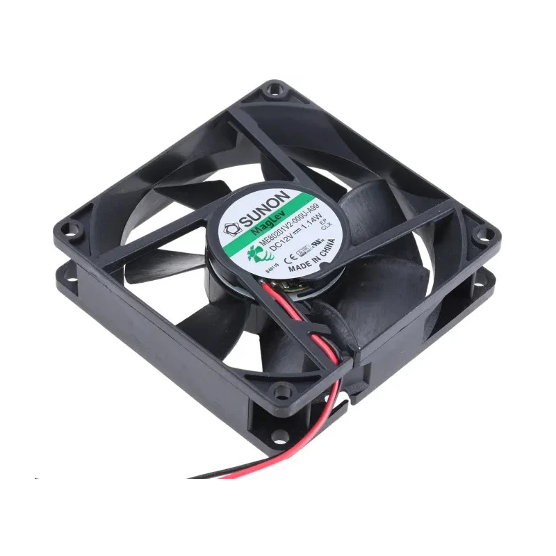 Sunon ME Series 12V DC Axial Fan, 56.1 m³/h Air Flow, 1.14 W Power Consumption, 95 mA Current, 80x80x20 ME80201V2-000U-A99