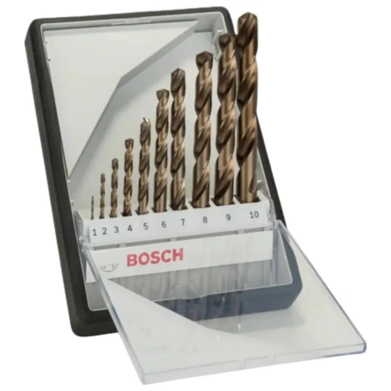 Bosch 10-Piece Twist Drill Bit Set for Metal, 1 mm to 10 mm, HSS-Co 2607019925