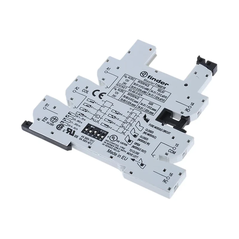 Finder 5 Way 24V DC DIN Rail Relay Socket for 34 Series, 6A Current Rating 93.68.0.024