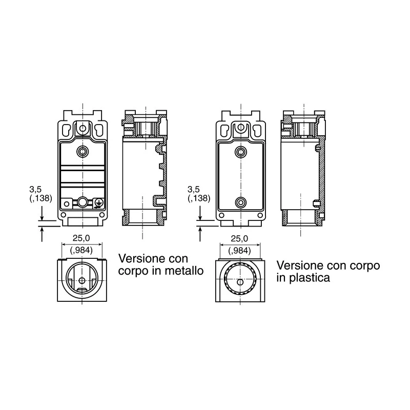 Honeywell Technologies GLC Series Plunger Limit Switch, SPDT, IP66, Die Cast Zinc Epoxy Coated Housing, 240V AC, 6A GLCB07B