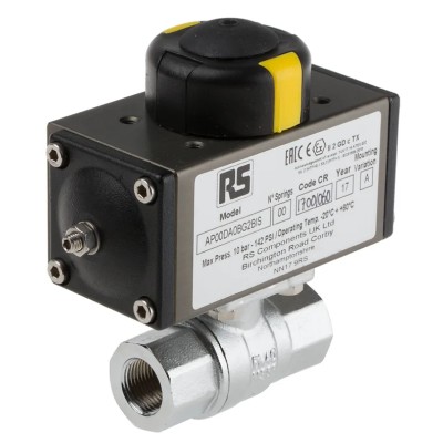 RS PRO Ball Type Pneumatic Actuated Valve, 40 bar, BSP Female 3/8 in 760-5573