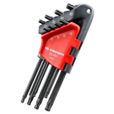 Facom 8-Piece Torx Key Set L Shape Long Arm Carbon Silicon Steel Phosphate Finish 89S.JP8APF