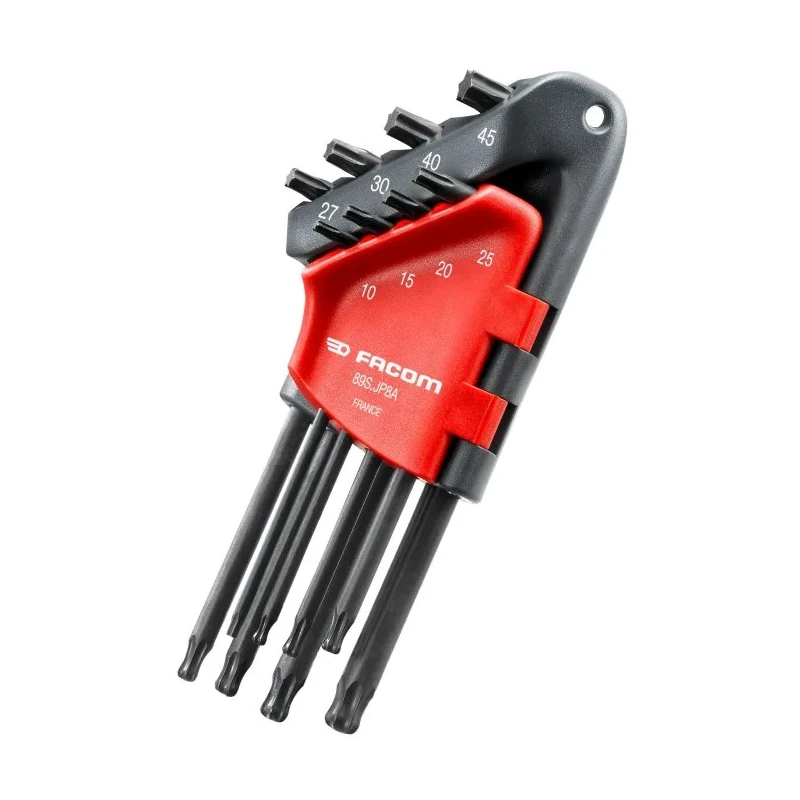 Facom 8-Piece Torx Key Set L Shape Long Arm Carbon Silicon Steel Phosphate Finish 89S.JP8APF