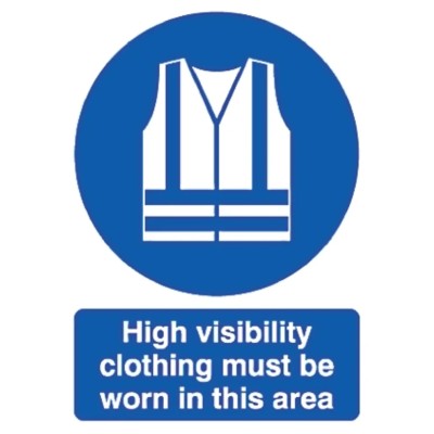 RS PRO Polypropylene Rigid Plastic Mandatory Sign High Visibility Clothing Must Be Worn In This Area 763-1686