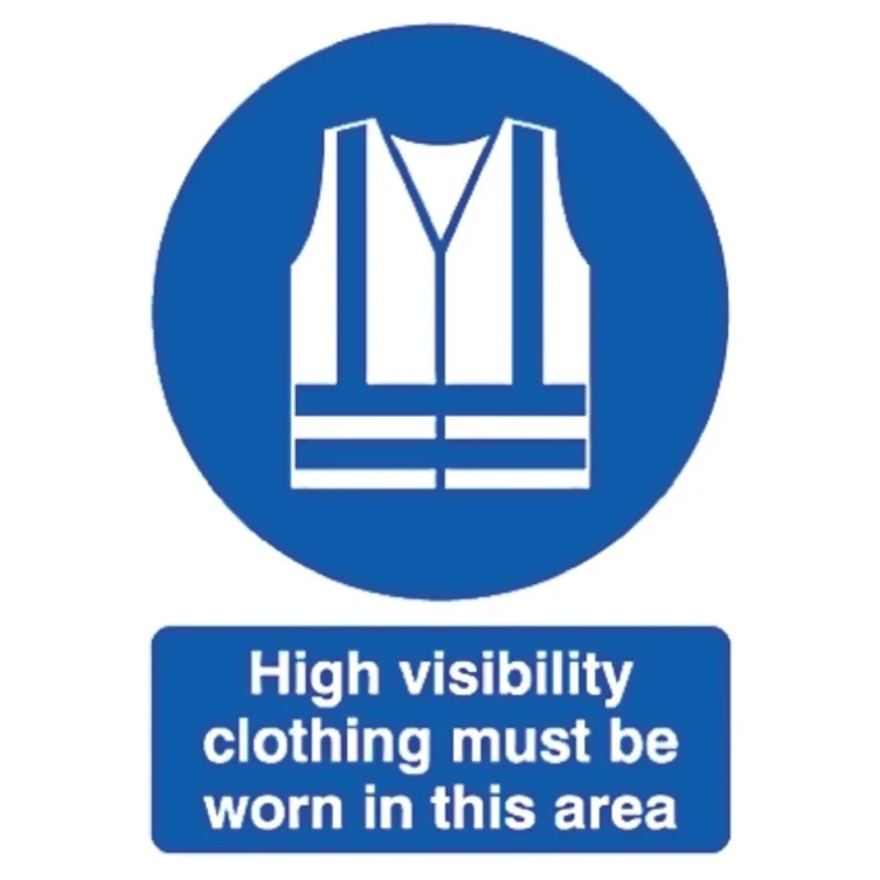 RS PRO Polypropylene Rigid Plastic Mandatory Sign High Visibility Clothing Must Be Worn In This Area 763-1686