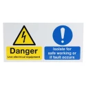 RS PRO Electrical Hazard Warning Sign Polypropylene 300mm x 150mm Black Symbol and Text 763-1711