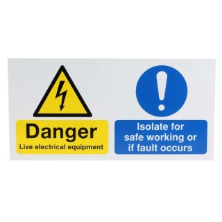 RS PRO Electrical Hazard Warning Sign Polypropylene 300mm x 150mm Black Symbol and Text 763-1711