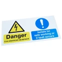 RS PRO Electrical Hazard Warning Sign Polypropylene 300mm x 150mm Black Symbol and Text 763-1711
