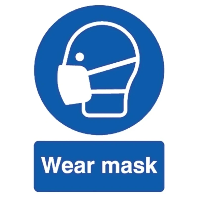 RS PRO Polypropylene Rigid Plastic Mandatory Sign Wear Mask Sign English Text 763-1768