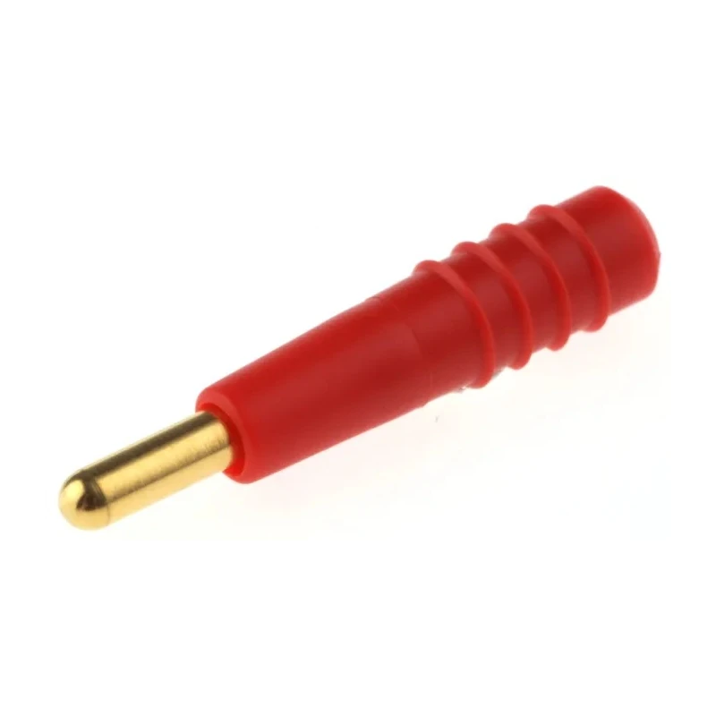 Staubli Red Male Test Plug, 2 mm Connector, Solder Termination, 30 V AC / 60 V DC, 10 A, Gold Plating 22.2609-22