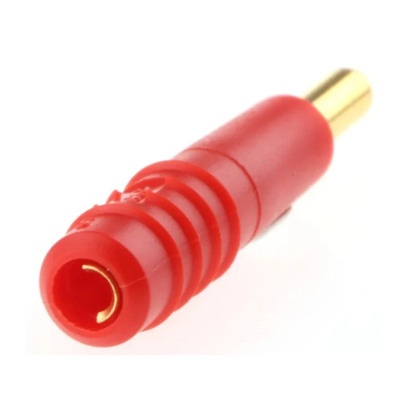 Staubli Red Male Test Plug, 2 mm Connector, Solder Termination, 30 V AC / 60 V DC, 10 A, Gold Plating 22.2609-22