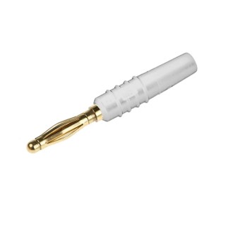 Staubli White Male 2 mm Banana Plug Connector, Solder Termination, 30 V/60 V DC, 10A, Gold Plated 22.2618-29