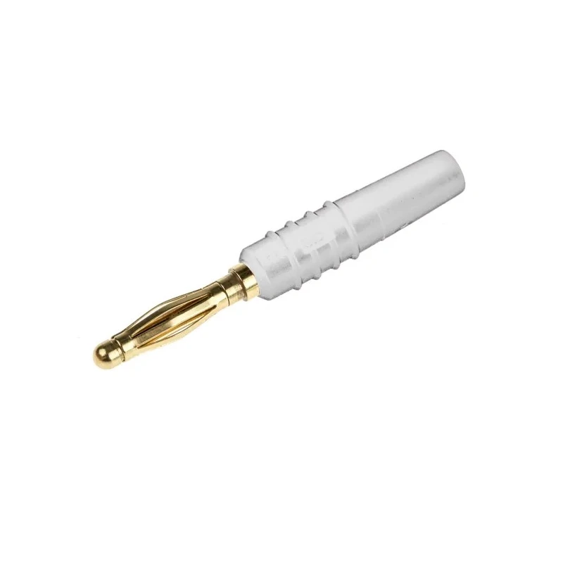 Staubli White Male 2 mm Banana Plug Connector, Solder Termination, 30 V/60 V DC, 10A, Gold Plated 22.2618-29