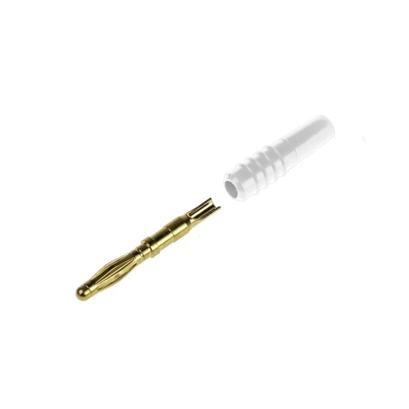 Staubli White Male 2 mm Banana Plug Connector, Solder Termination, 30 V/60 V DC, 10A, Gold Plated 22.2618-29
