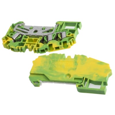 RS PRO Earth Terminal Block Green Yellow 2.5mm² 1-Level Spring Clamp 55A 1000V 763-7426