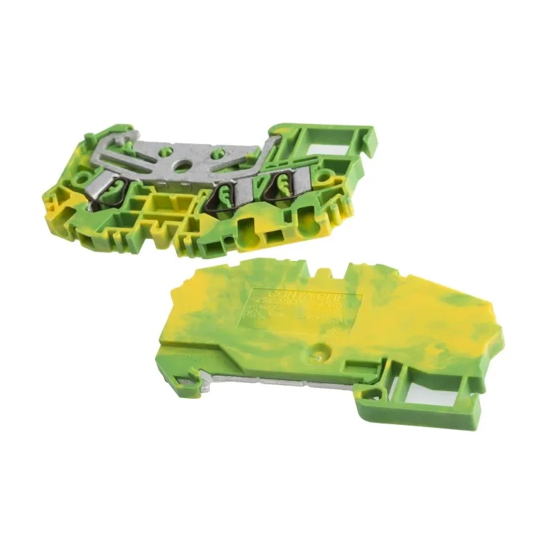 RS PRO Earth Terminal Block Green Yellow 2.5mm² 1-Level Spring Clamp 55A 1000V 763-7426