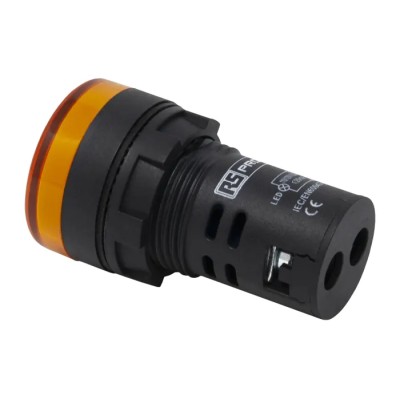 RS PRO Panel Mount Yellow LED Pilot Light 22 mm Cutout 24 V AC/DC IP65 Round 763-7915